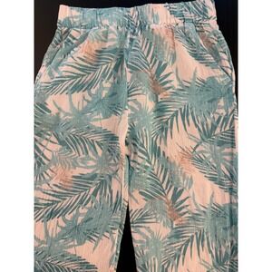 Soft Surroundings Island Palm Beach Pants Women S White/Teal Lightweight Coastal